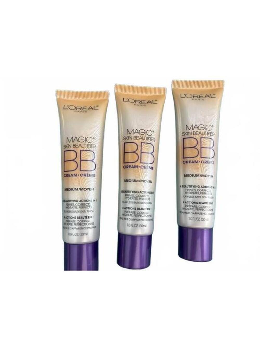 New L'Oréal Paris Magic Skin Beautifier BB Cream Medium 1.0 fl oz Lot of 3